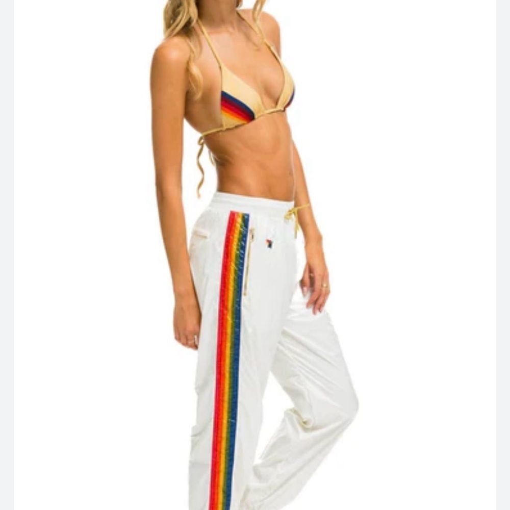 Aviator Nation 5 STRIPE WIND PANT - VINTAGE WHITE GLOSSY